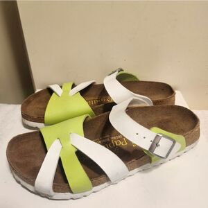 Birkenstock Papillio "Gem" Green/White Birko-Flor Sandals Sz.7/38 Ret.$150